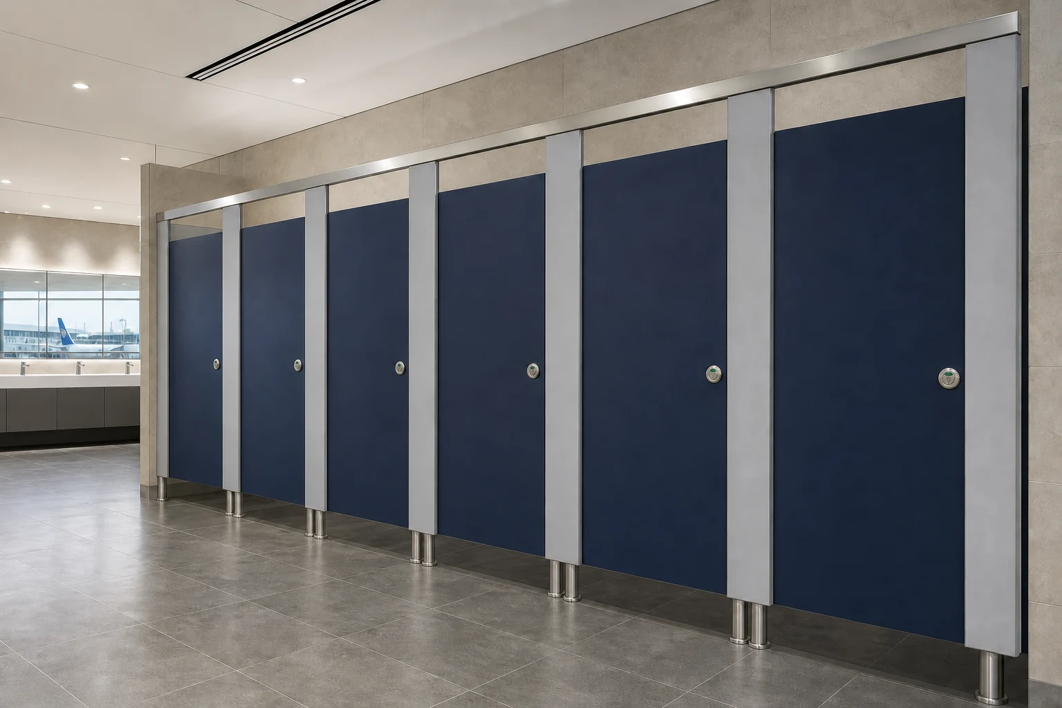 Airports commercial toilet cubicle illustration