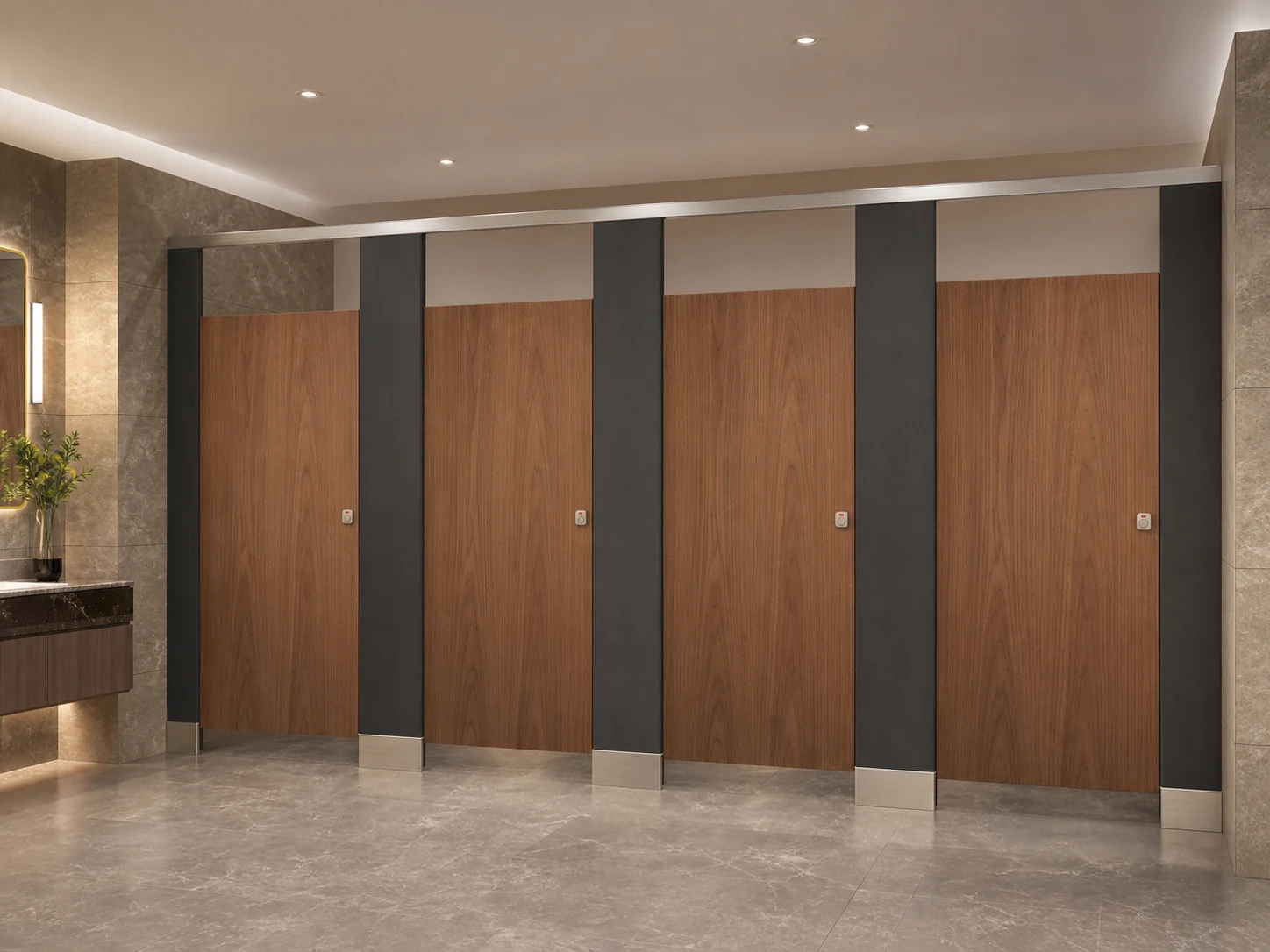 HPL Toilet Partitions shown in a commercial project context