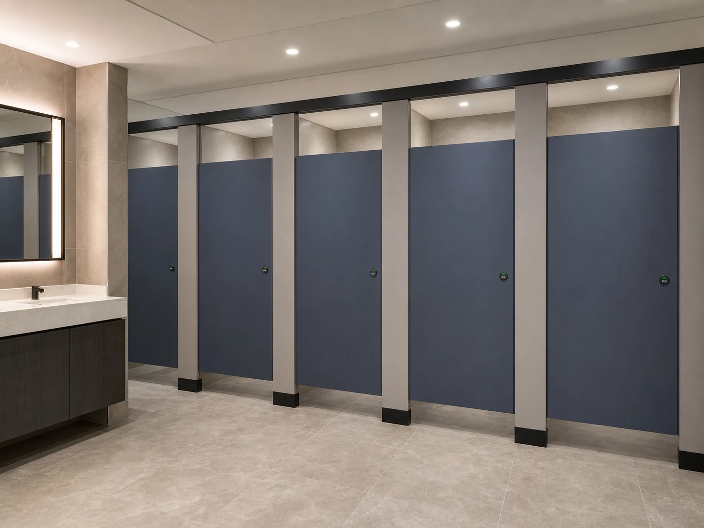 Custom commercial HPL compact laminate toilet cubicle layout reference